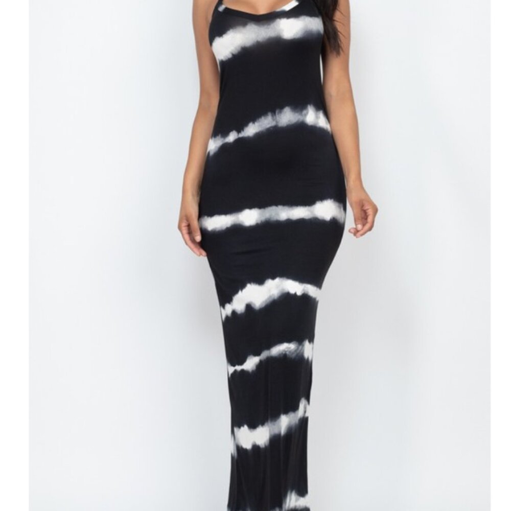 Stripe Tie Dye Printed Maxi loose fit Dress